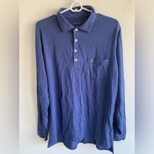B Draddy Blue Long Sleeve Polo Shirt M Medium